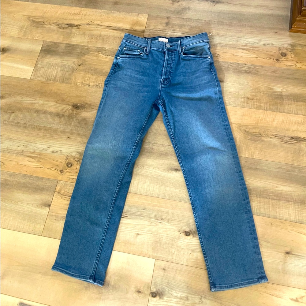 MOTHER Mid Blue Straight-Leg Jeans